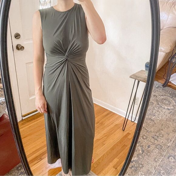 Theory Knot Front Midi Dress Spanish Green S - Picture 1 of 8